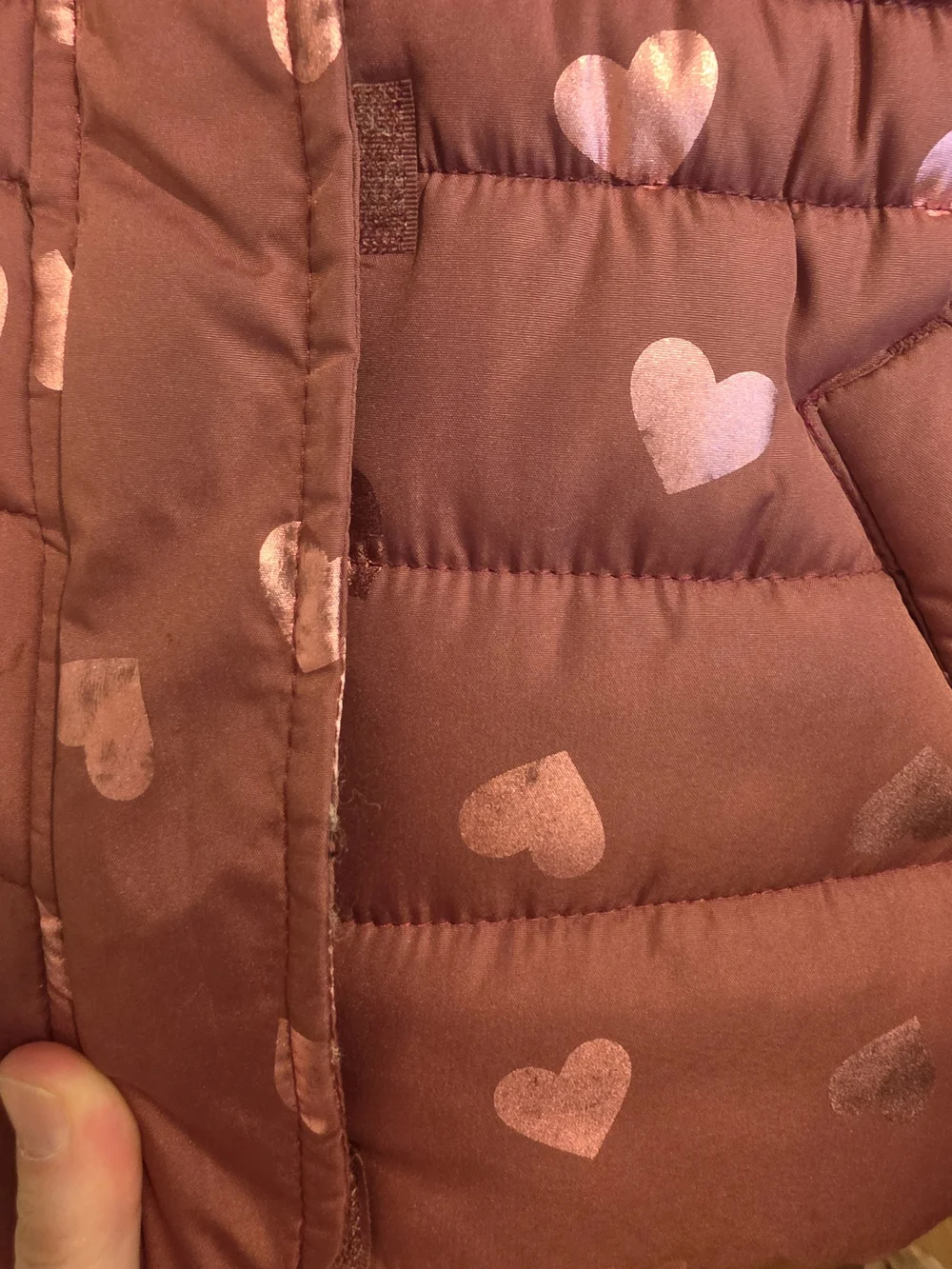 Girls' Heart-Print Puffer Jacket - Red